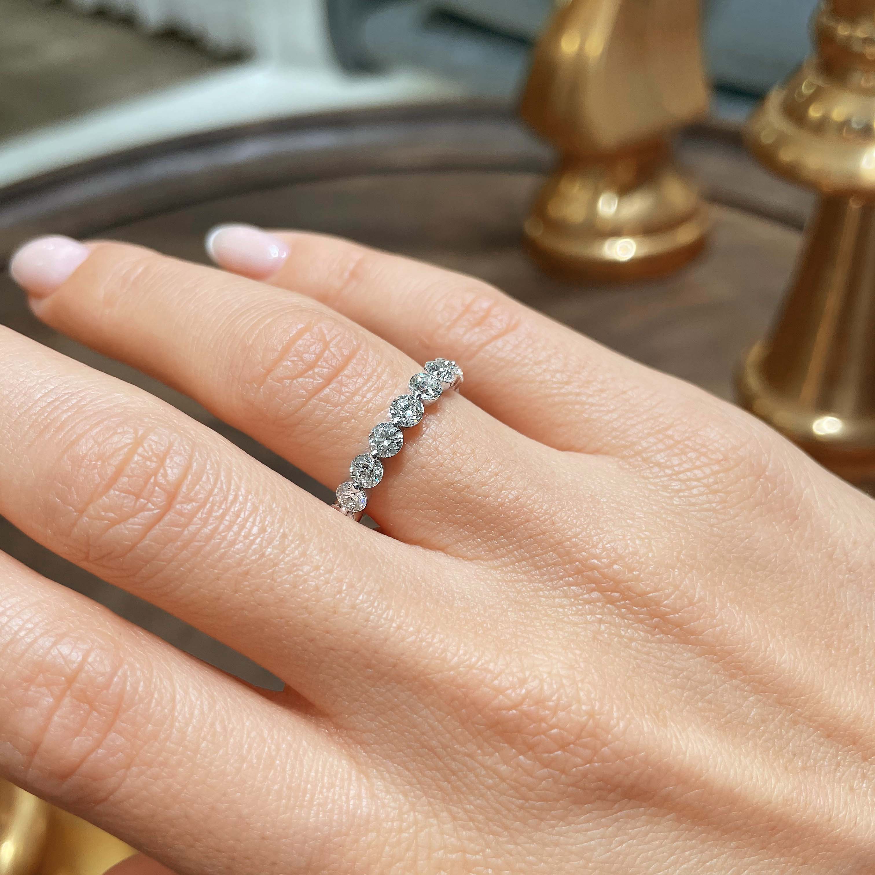 Josie Half-Eternity Wedding Ring   (2 Carat) -14K White Gold (RTS)