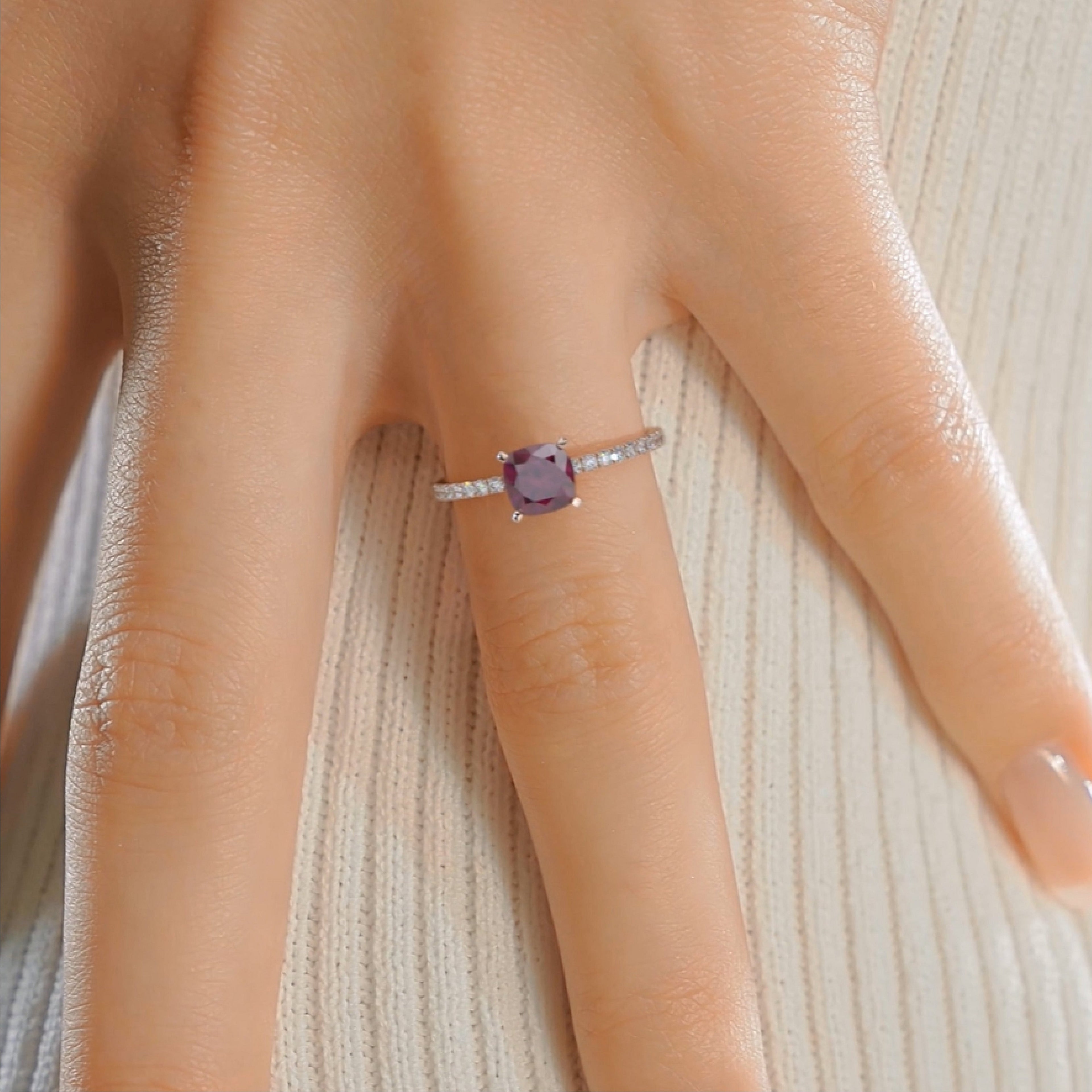 Stephanie Gemstone & Diamonds Ring   (1.8 Carat) -14K Rose Gold (RTS)