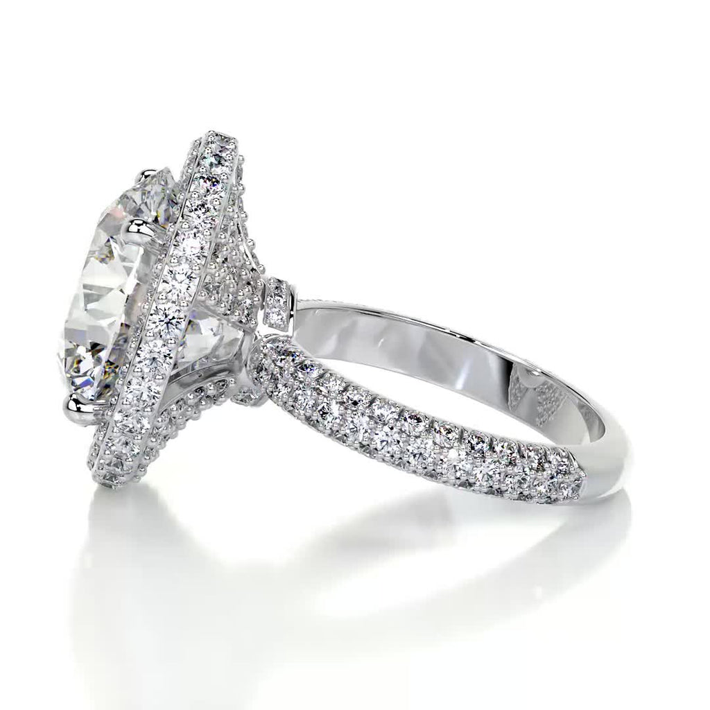 Asia Moissanite & Diamond Ring -14K White Gold (RTS)