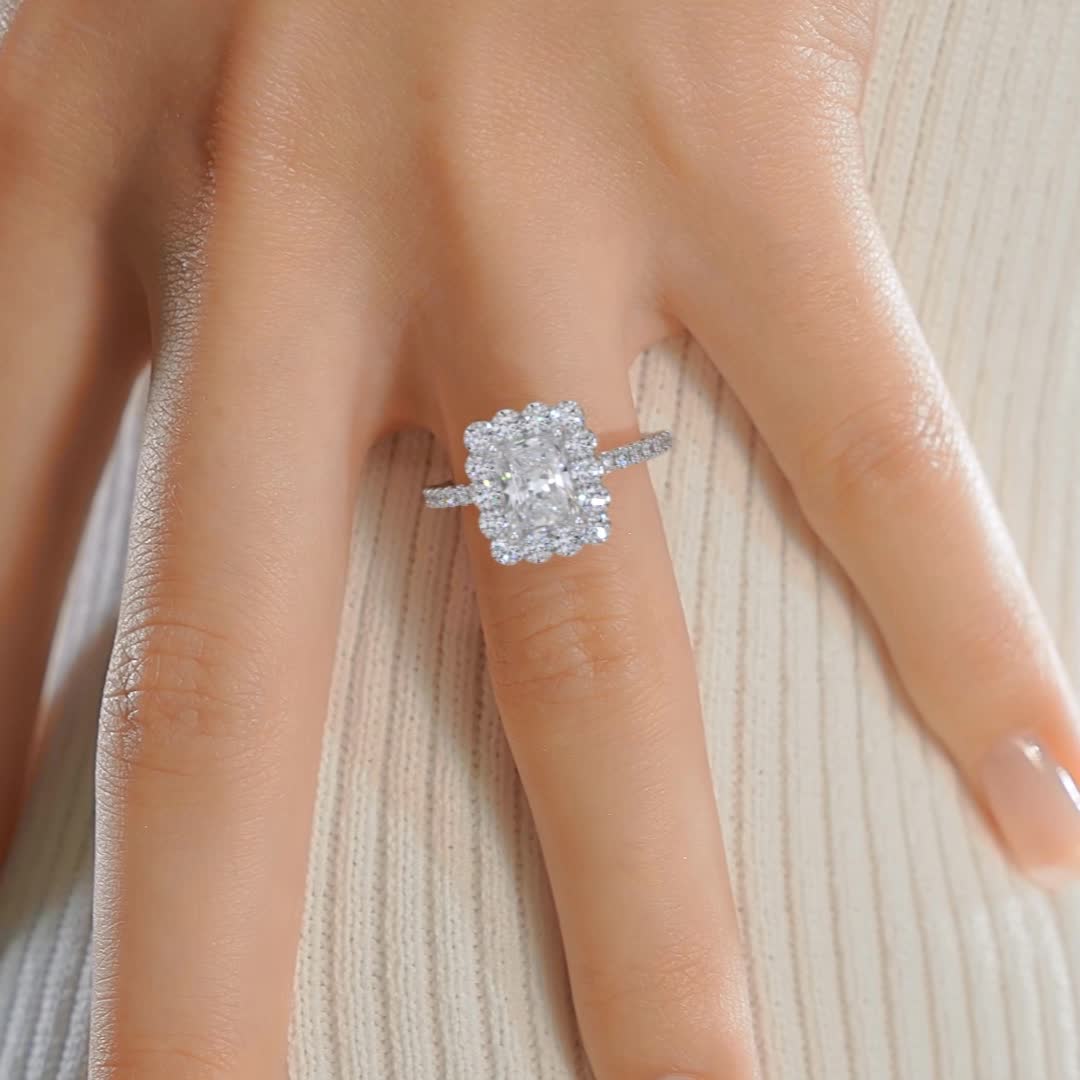 Abby Moissanite & Diamond Ring -14K White Gold (RTS)