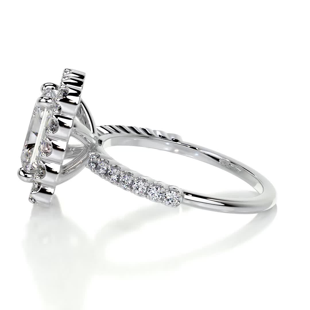 Abby Moissanite & Diamond Ring -14K White Gold (RTS)
