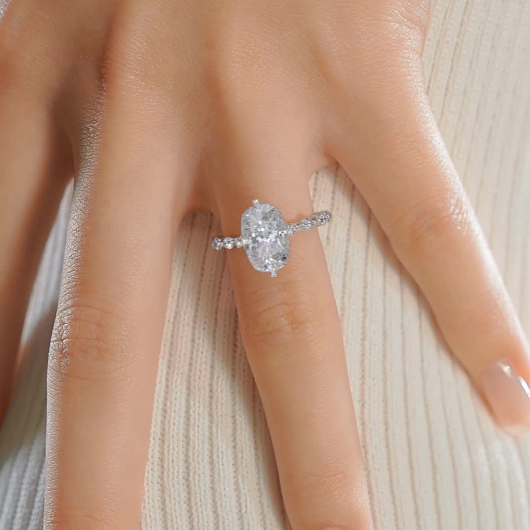 Theresa Moissanite & Diamond Ring -18K White Gold (RTS)