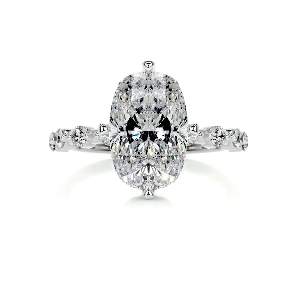 Theresa Moissanite & Diamond Ring -18K White Gold (RTS)