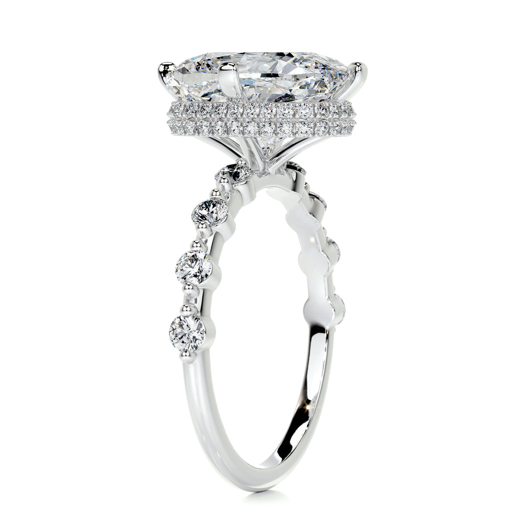 Theresa Moissanite & Diamond Ring -18K White Gold (RTS)