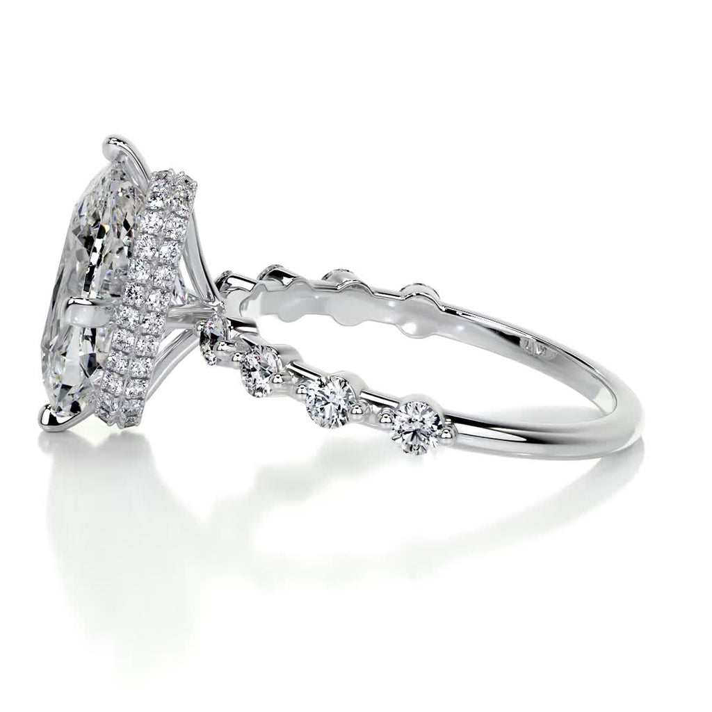 Theresa Moissanite & Diamond Ring -18K White Gold (RTS)