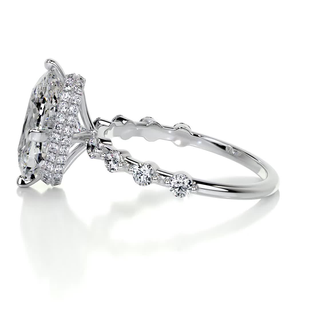 Theresa Moissanite & Diamond Ring -18K White Gold (RTS)