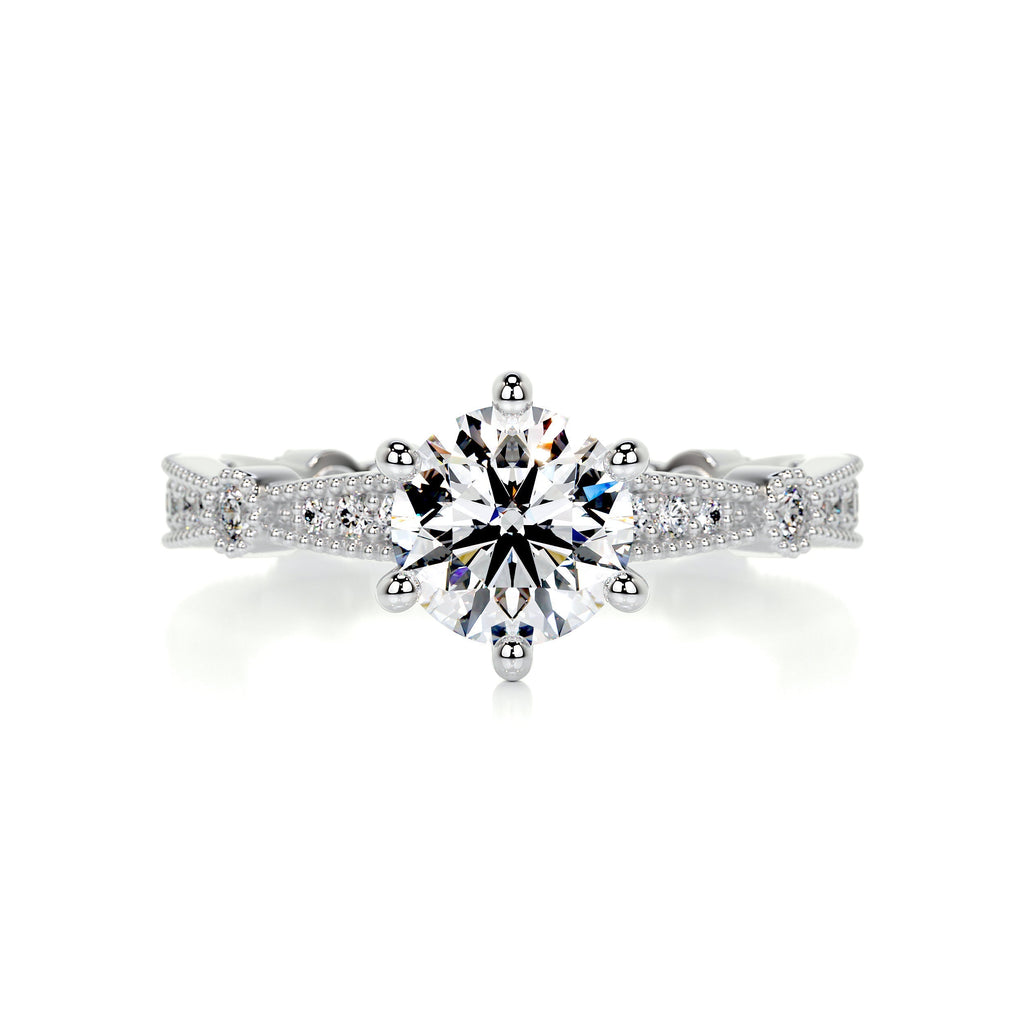 Stacy Moissanite & Diamond Ring -14K White Gold (RTS)
