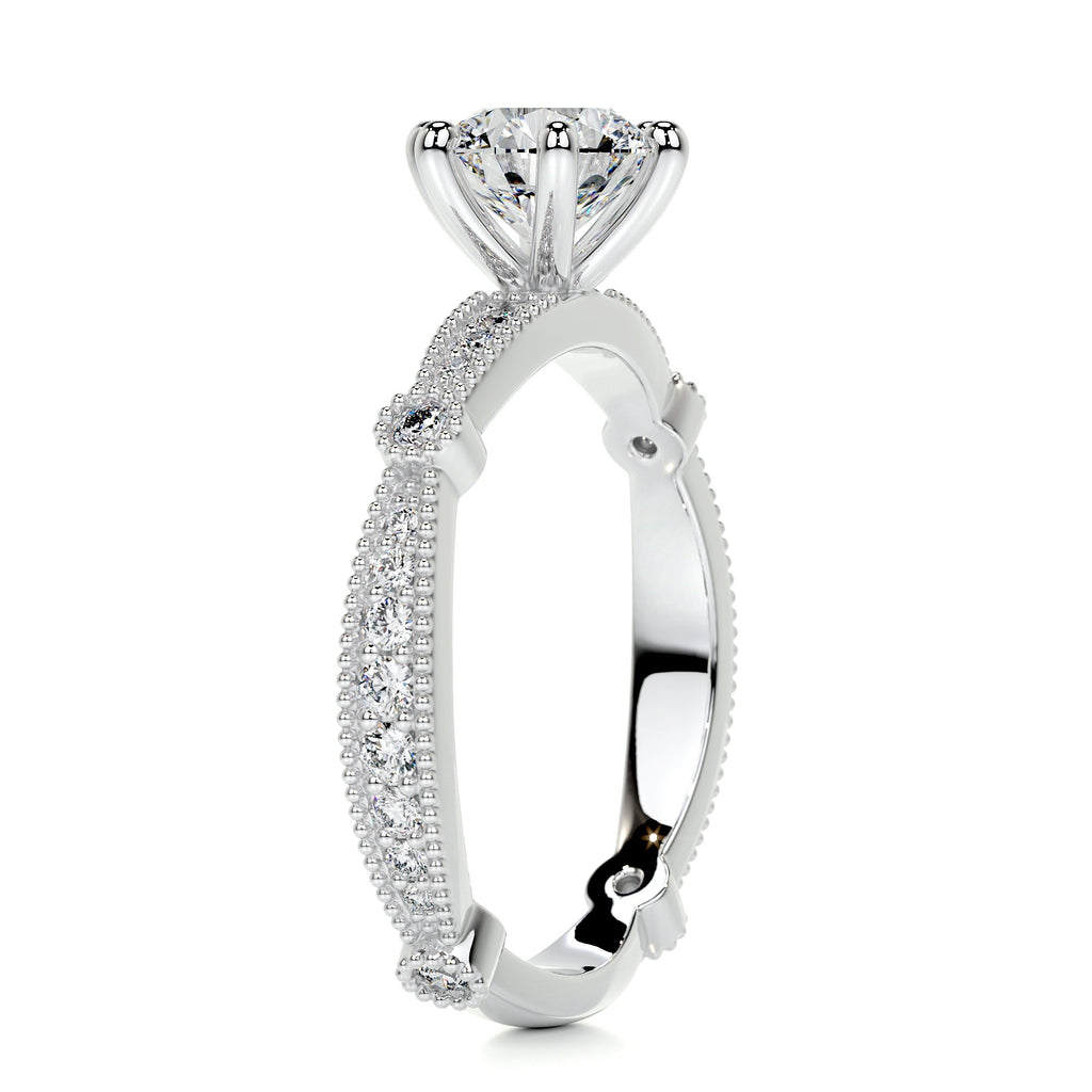 Stacy Moissanite & Diamond Ring -14K White Gold (RTS)