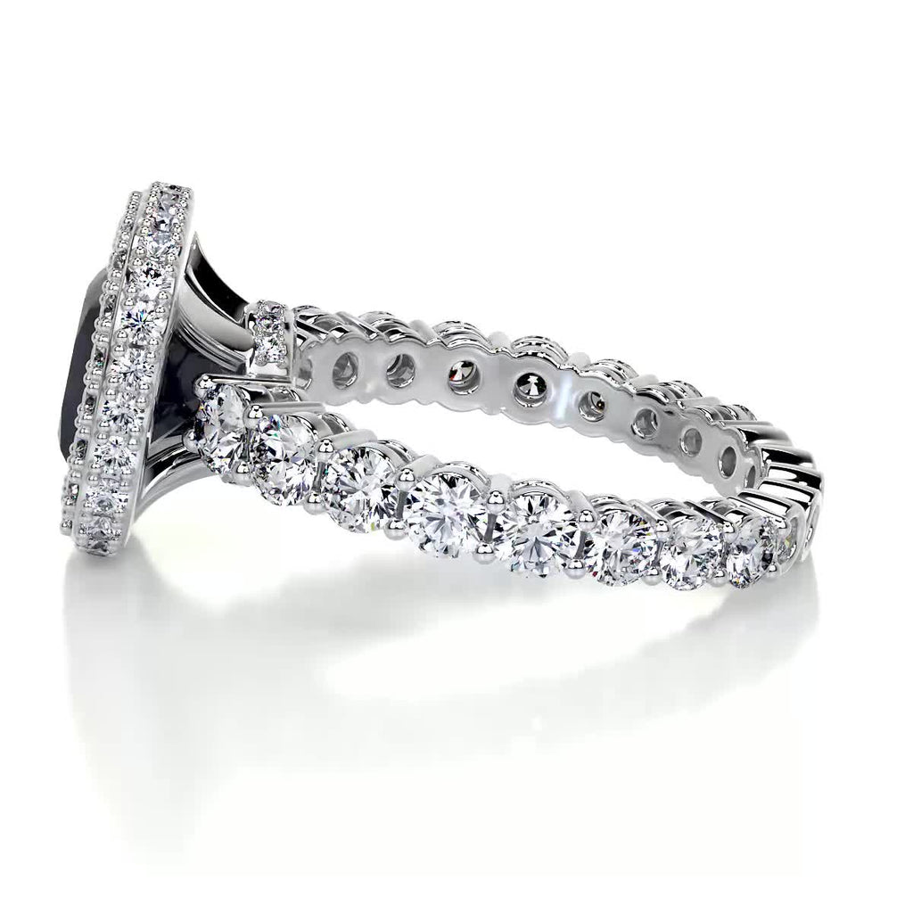 North Gemstone & Diamonds Ring   (4 Carat) - 14K White Gold (RTS)