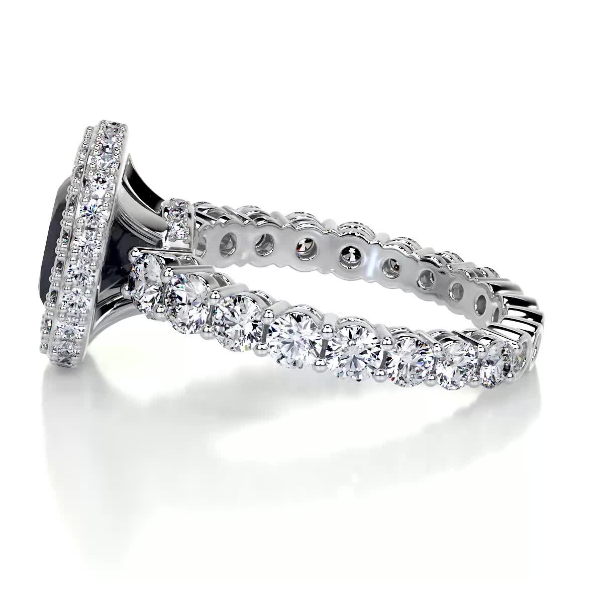 North Gemstone & Diamonds Ring   (4 Carat) - 14K White Gold (RTS)