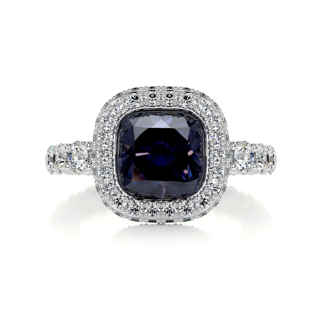 North Gemstone & Diamonds Ring   (4 Carat) - 14K White Gold (RTS)