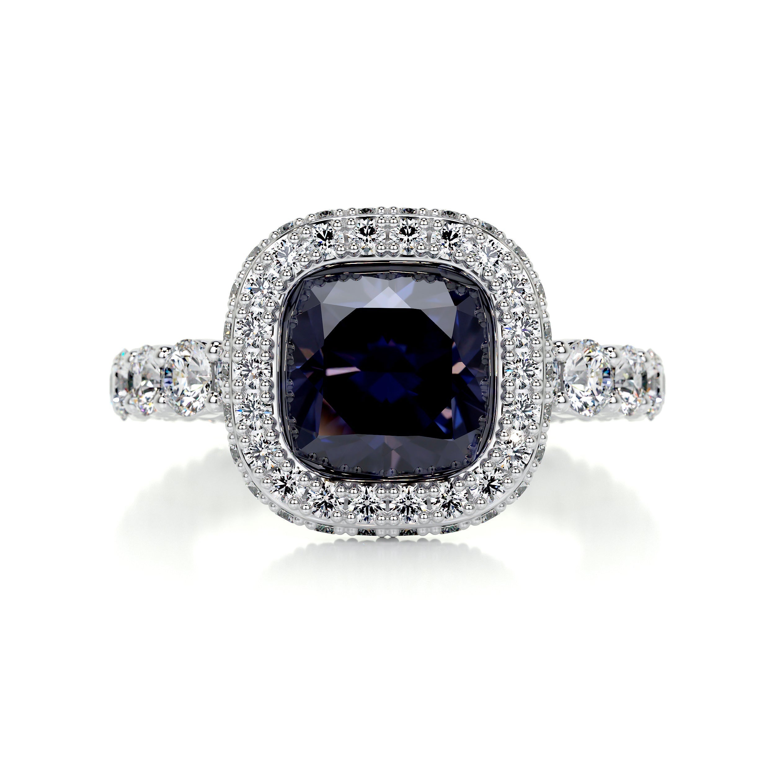 North Gemstone & Diamonds Ring   (4 Carat) - 14K White Gold (RTS)