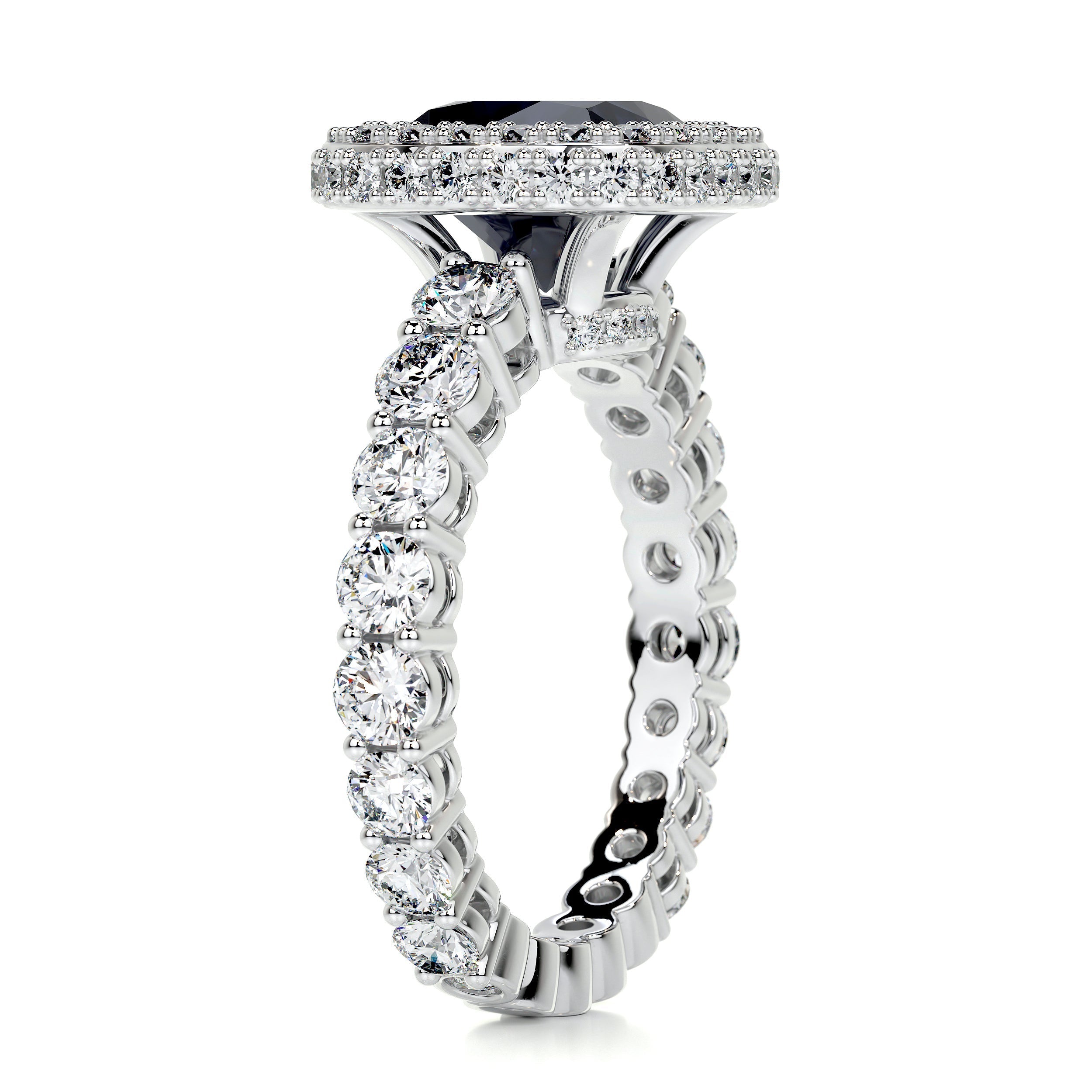 North Gemstone & Diamonds Ring   (4 Carat) - 14K White Gold (RTS)