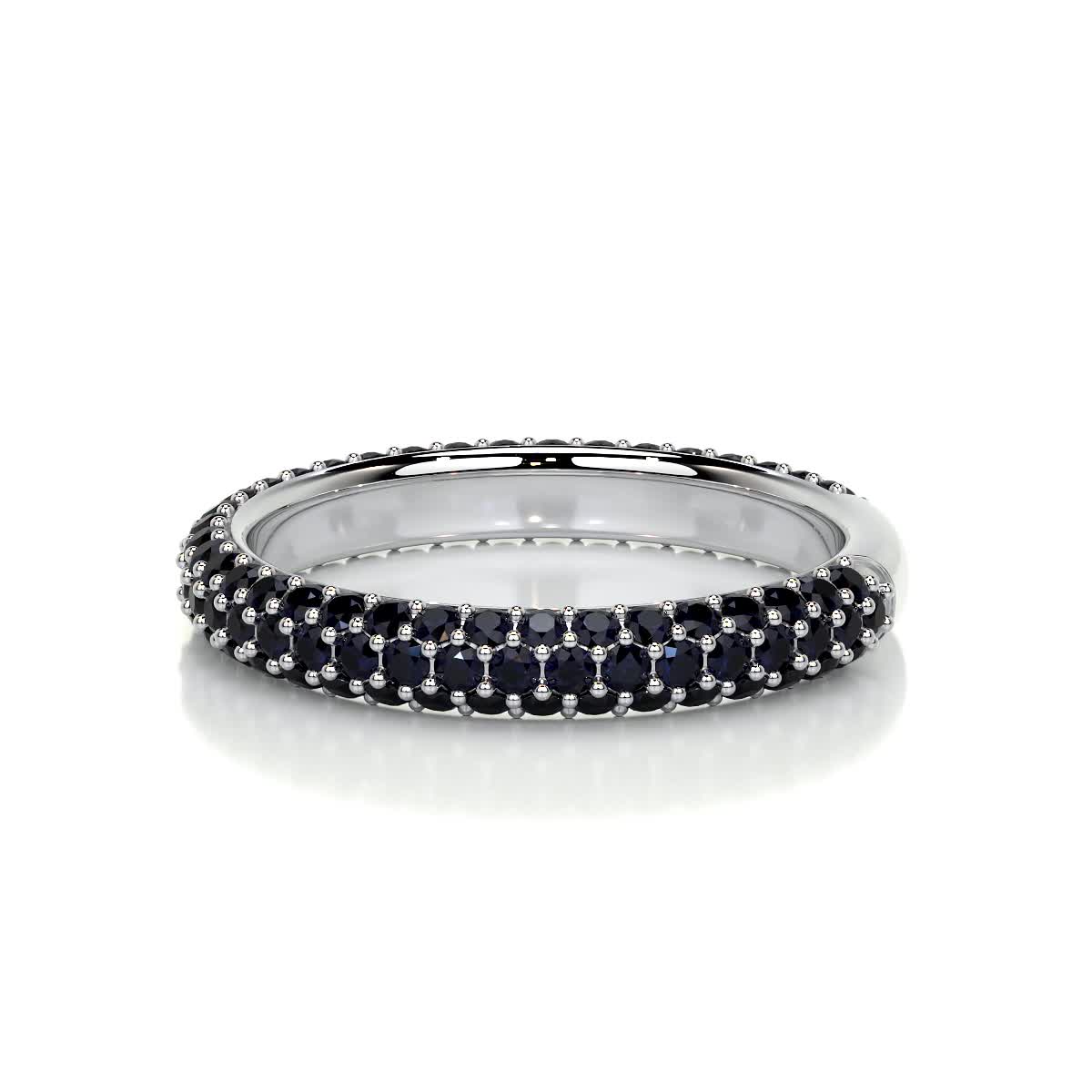 Emma Blue Gemstone Wedding Ring   (1.25 Carat) -14K White Gold (RTS)