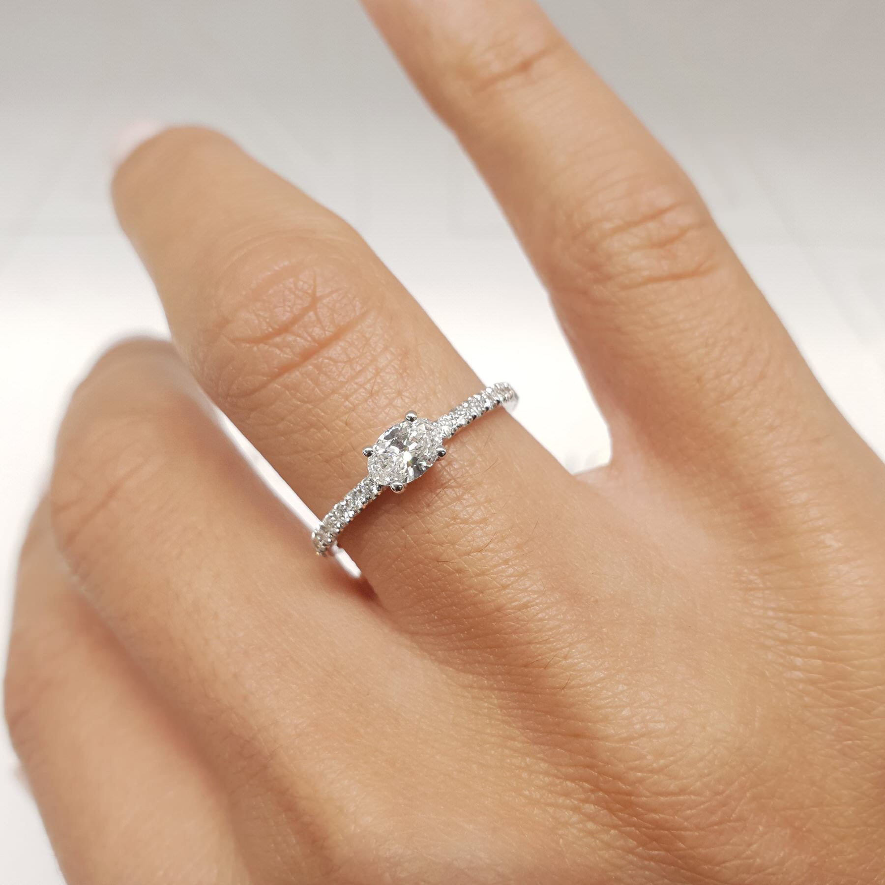 Chloe Radiant Stacking Ring   (0.75 Carat) - 14K White Gold (RTS)