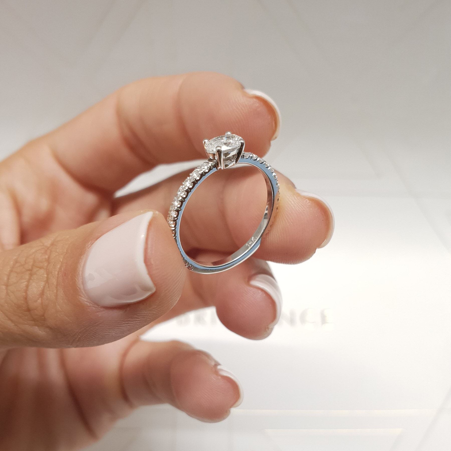 Chloe Radiant Stacking Ring   (0.75 Carat) - 14K White Gold (RTS)