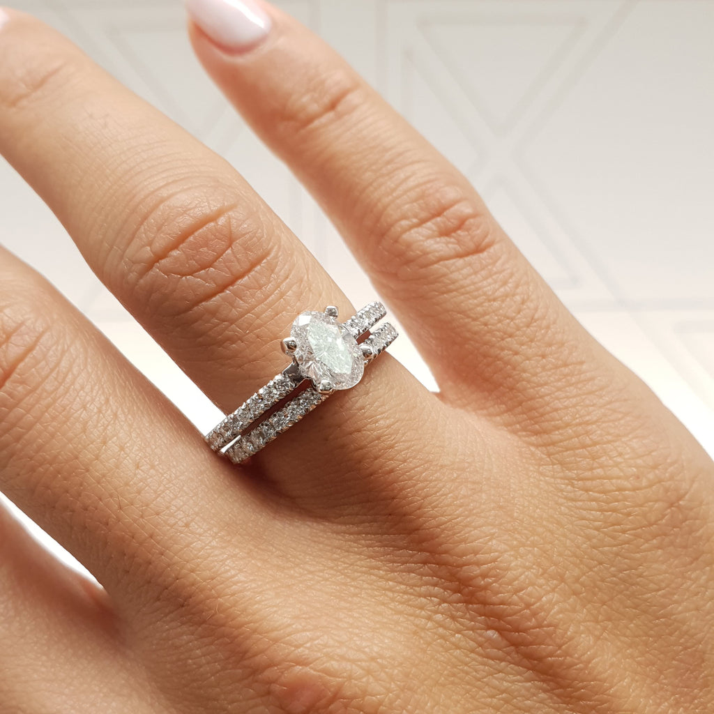 Stephanie Moissanite Diamond Bridal Set -14K White Gold (RTS)