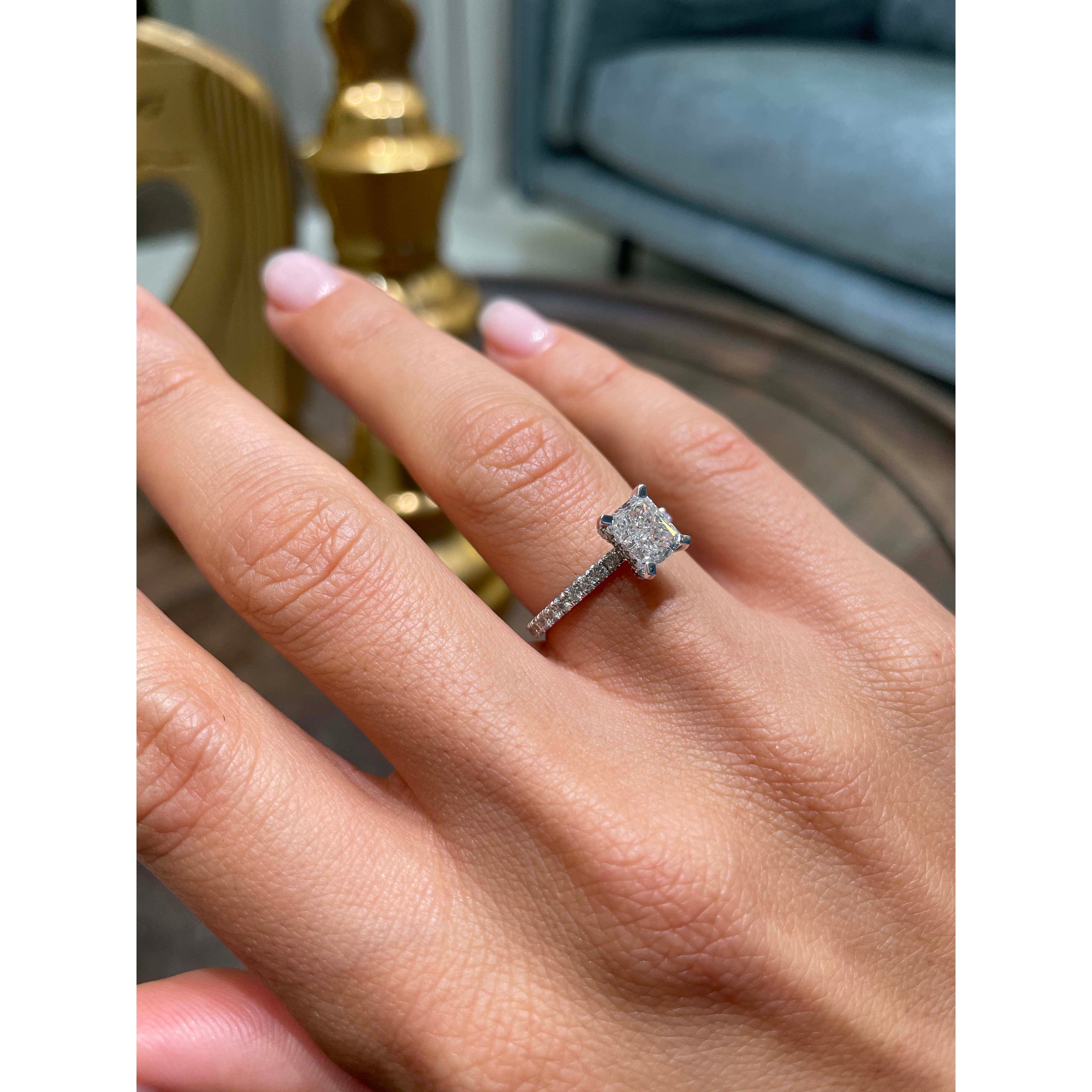 Deborah Elongated Diamond Engagement Ring -Platinum (RTS)