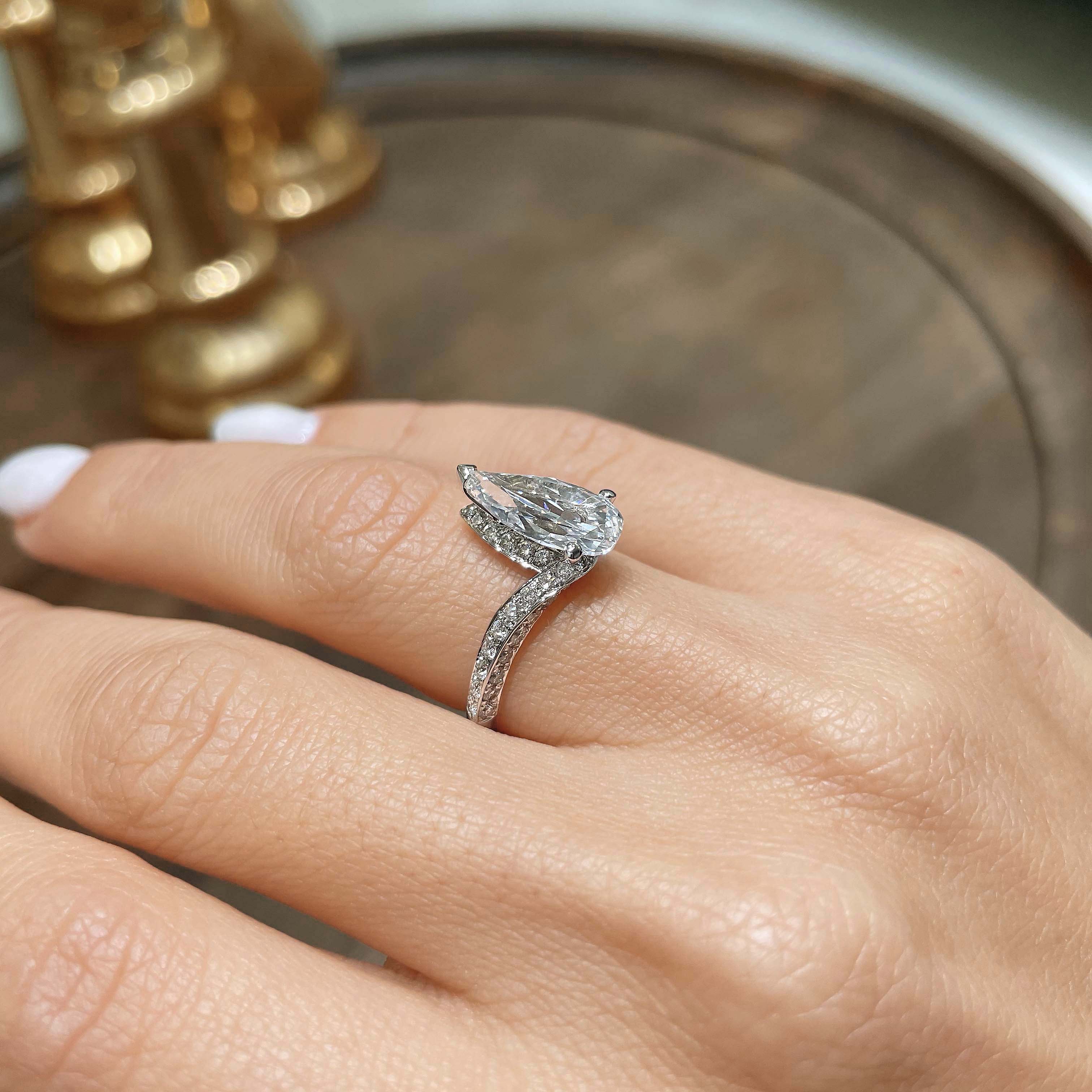 Sabrina Diamond Engagement Ring -14K White Gold (RTS)