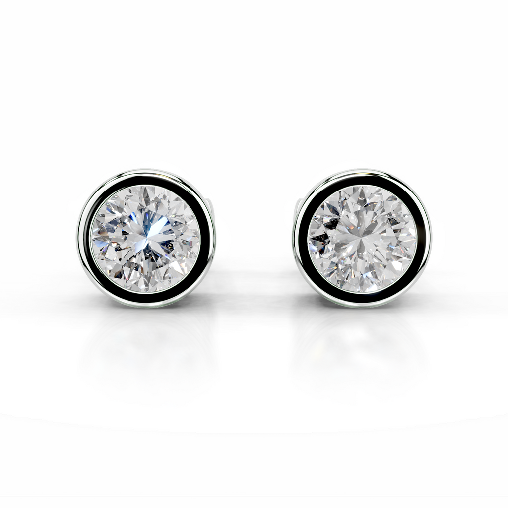 Amber Lab Grown Diamond Earrings   (3 Carat) -14K White Gold (RTS)