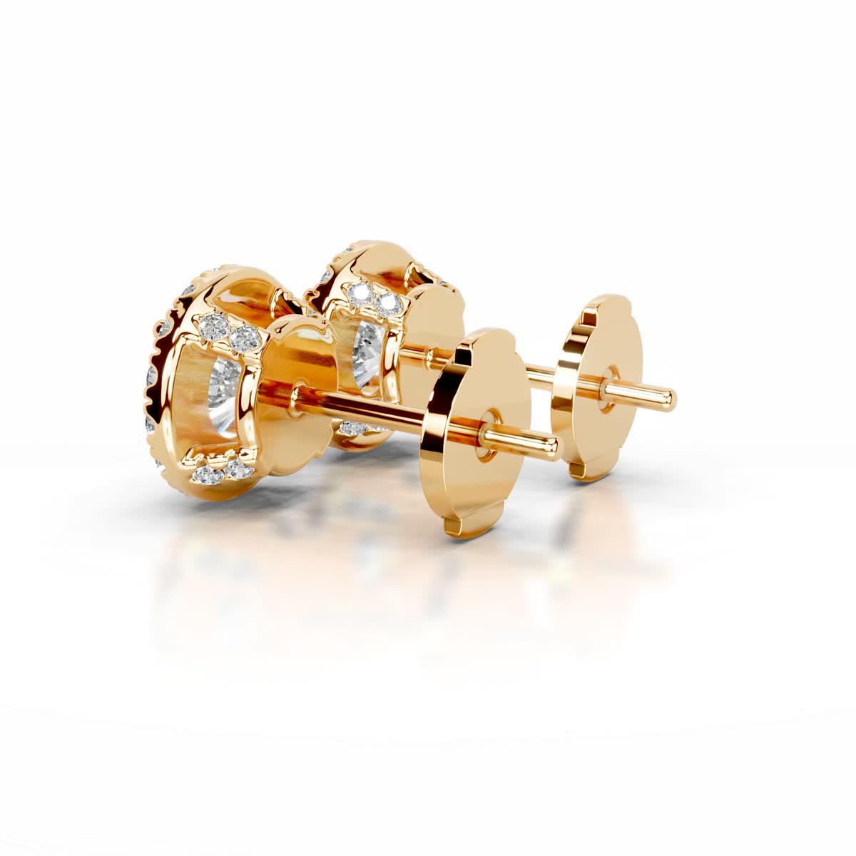 Isla Lab Grown Diamond Halo Earrings -18K Yellow Gold (RTS)
