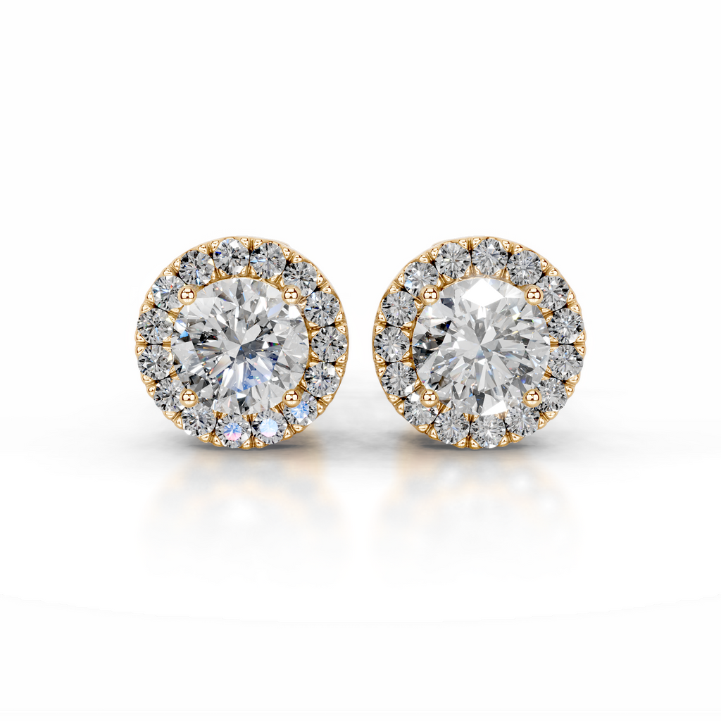 Isla Lab Grown Diamond Halo Earrings -18K Yellow Gold (RTS)
