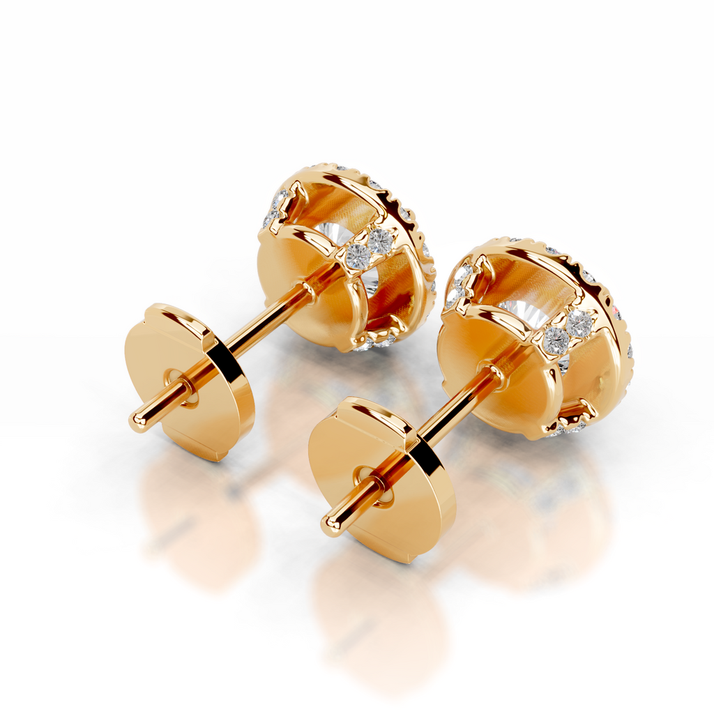 Isla Lab Grown Diamond Halo Earrings -18K Yellow Gold (RTS)