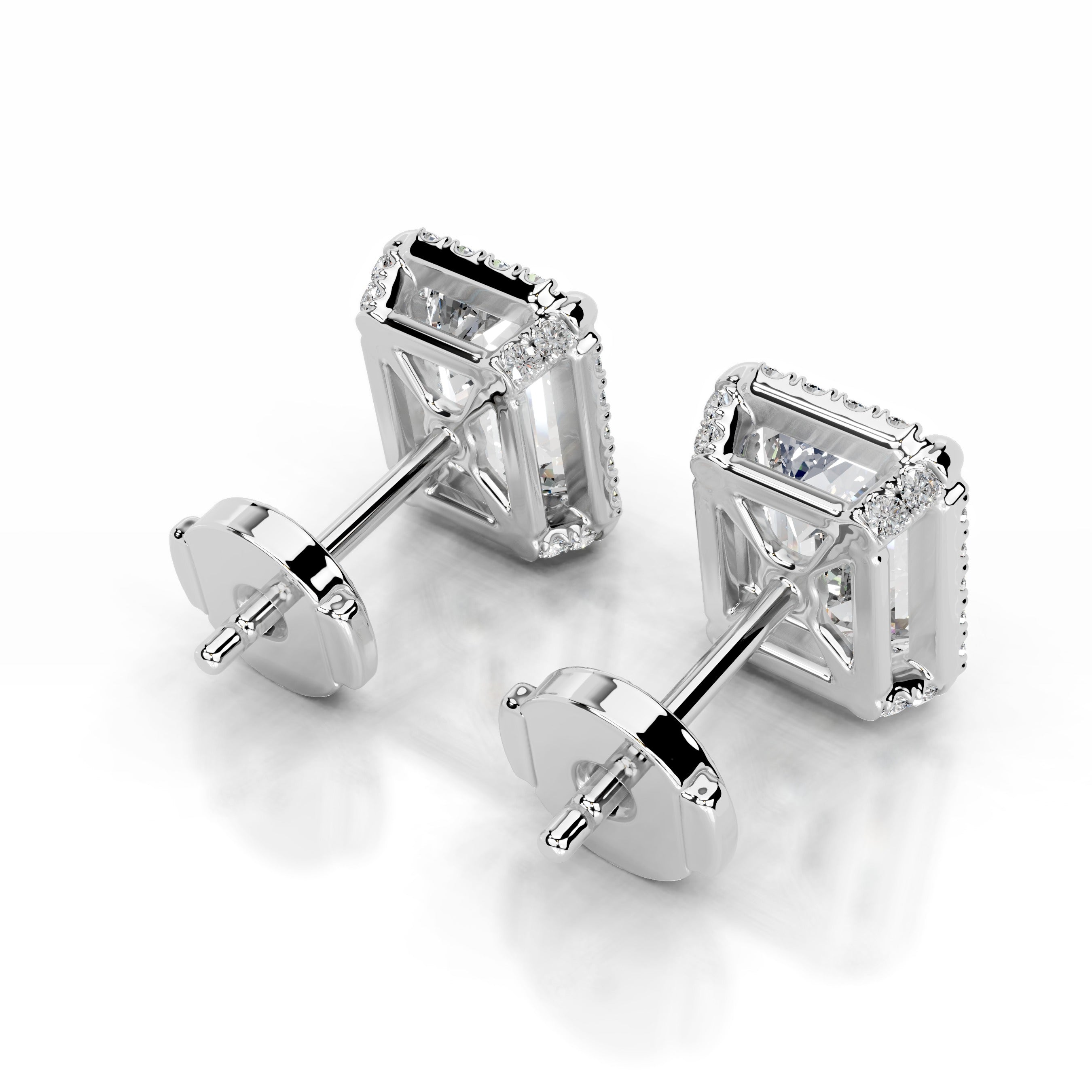 Ophelia Lab Grown Diamond Halo Earrings   (2.30 Carat) -14K White Gold (RTS)