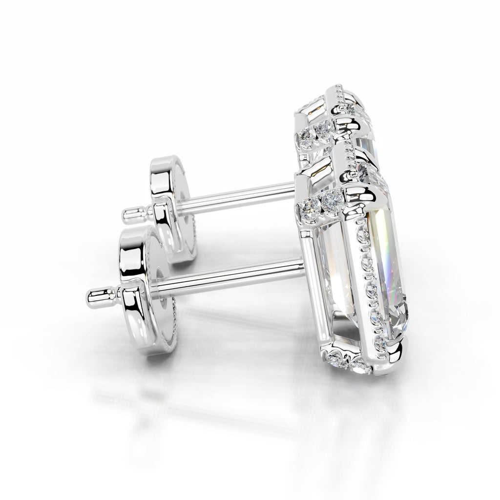 Ophelia Lab Grown Diamond Halo Earrings   (2.30 Carat) -14K White Gold (RTS)