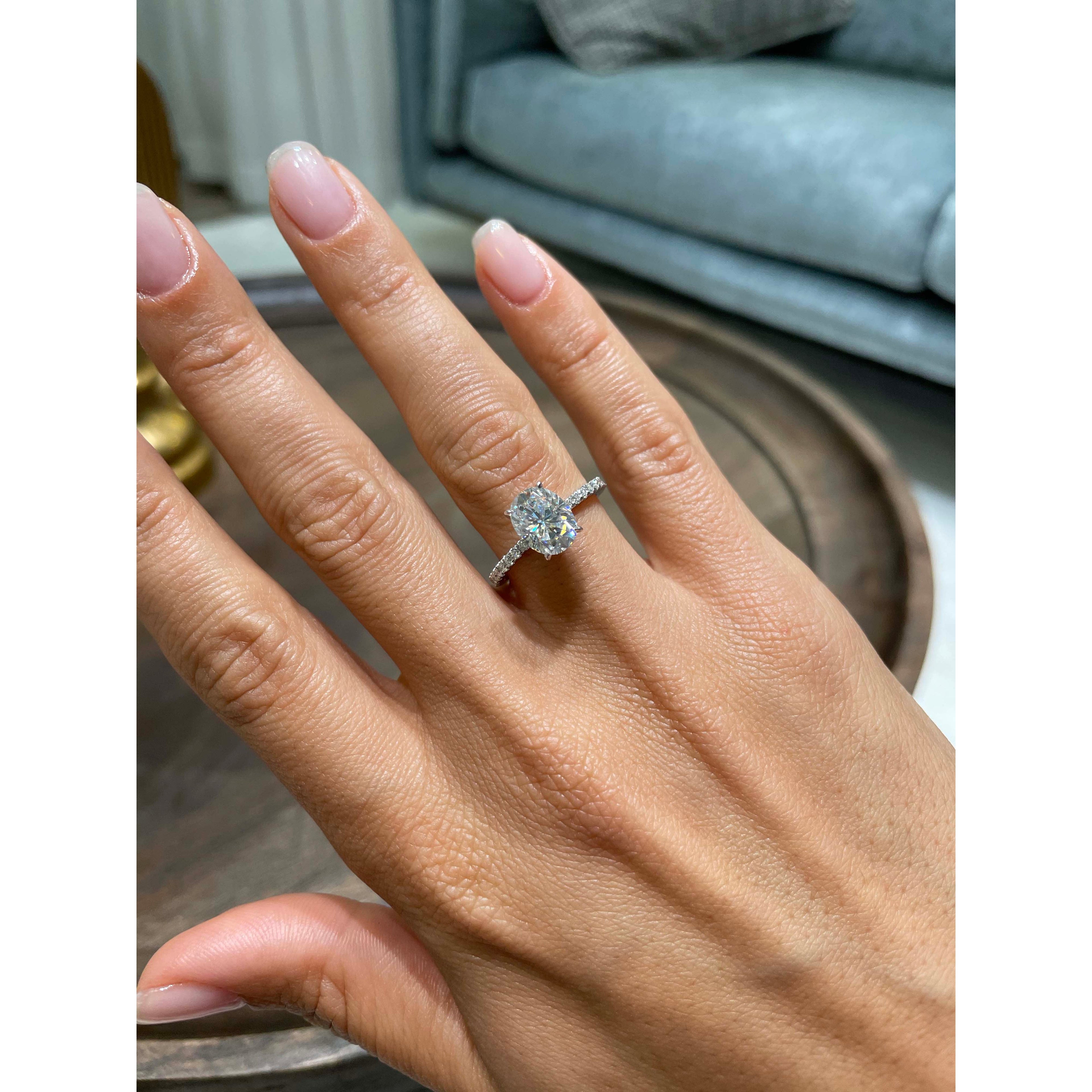 Lucy Moissanite & Diamond Ring -14K White Gold (RTS)