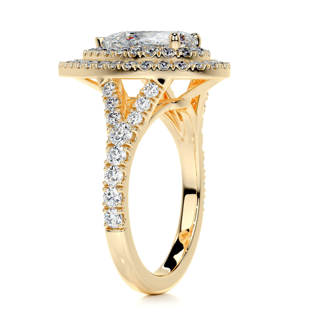 Melanie Moissanite & Diamond Ring -18K Yellow Gold (RTS)