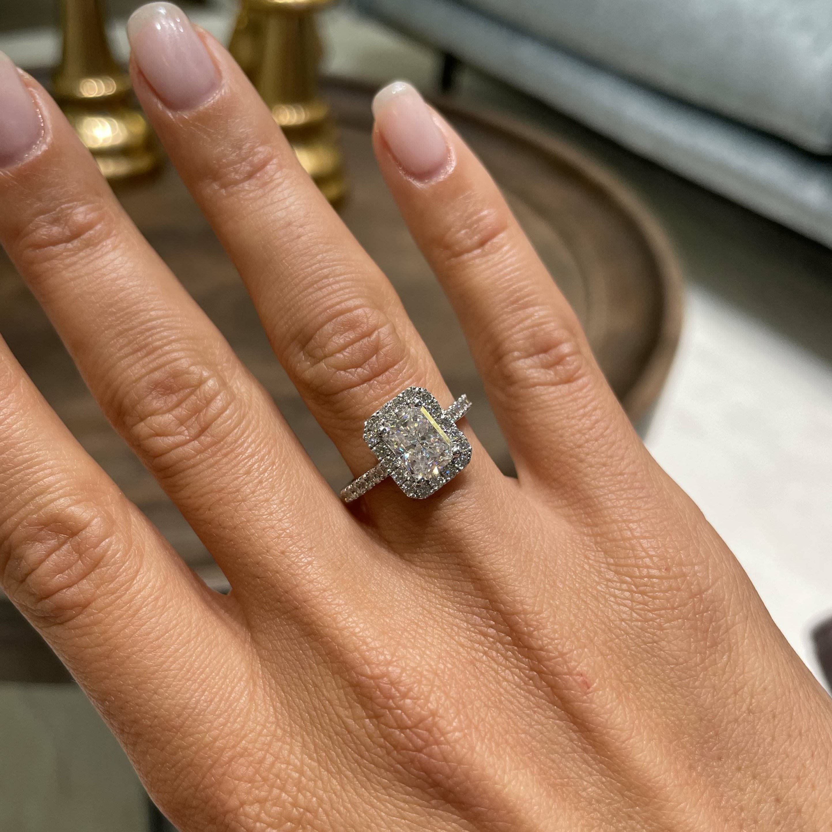 Andrea Moissanite & Diamond Ring -14K White Gold (RTS)