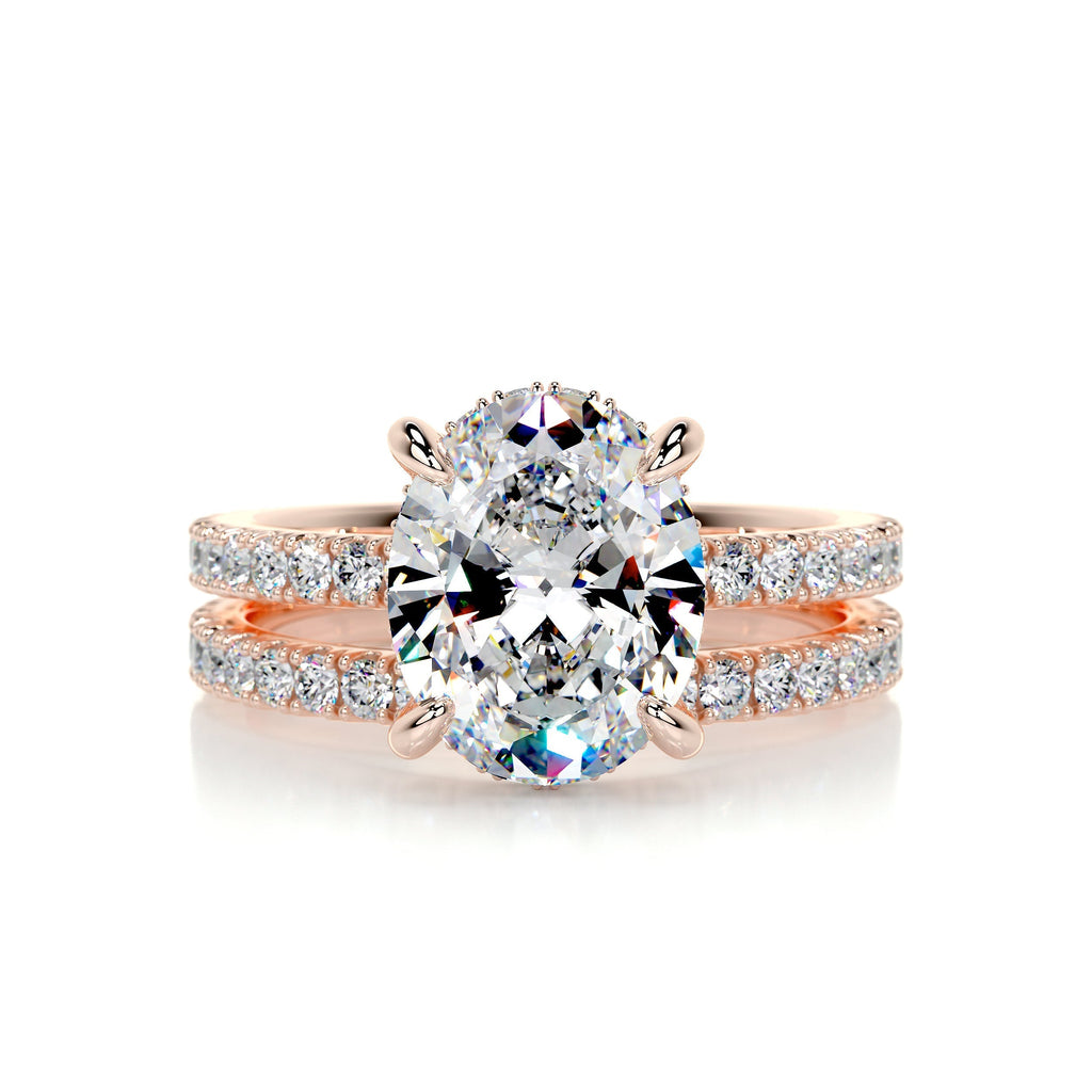 Lucy Moissanite & Diamonds Bridal Set -14K Rose Gold (RTS) (RTS)