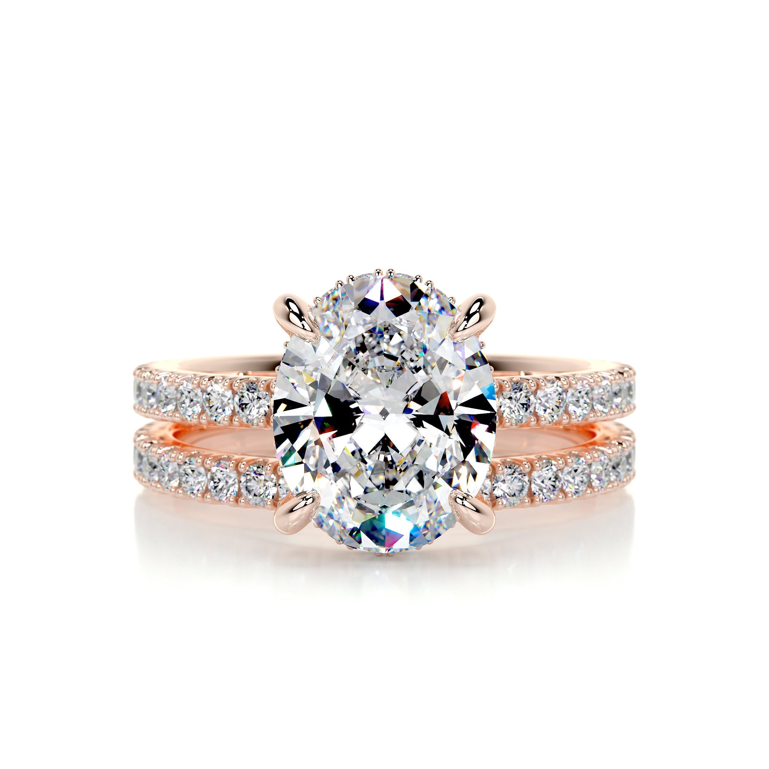 Lucy Moissanite & Diamonds Bridal Set -14K Rose Gold (RTS) (RTS)