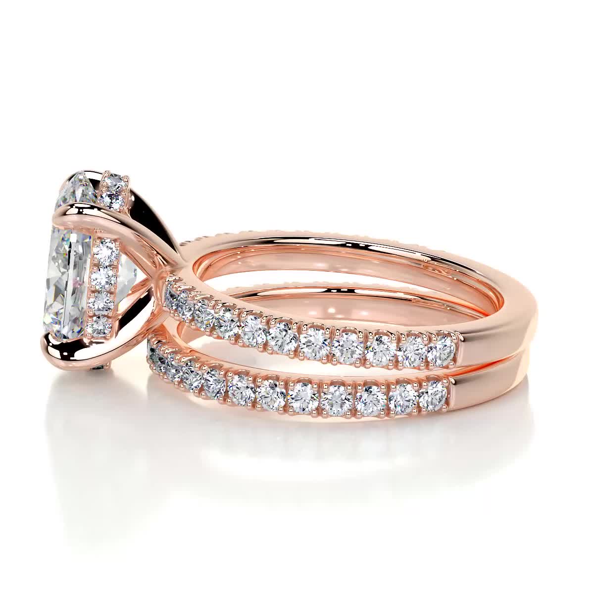 Lucy Moissanite & Diamonds Bridal Set -14K Rose Gold (RTS) (RTS)