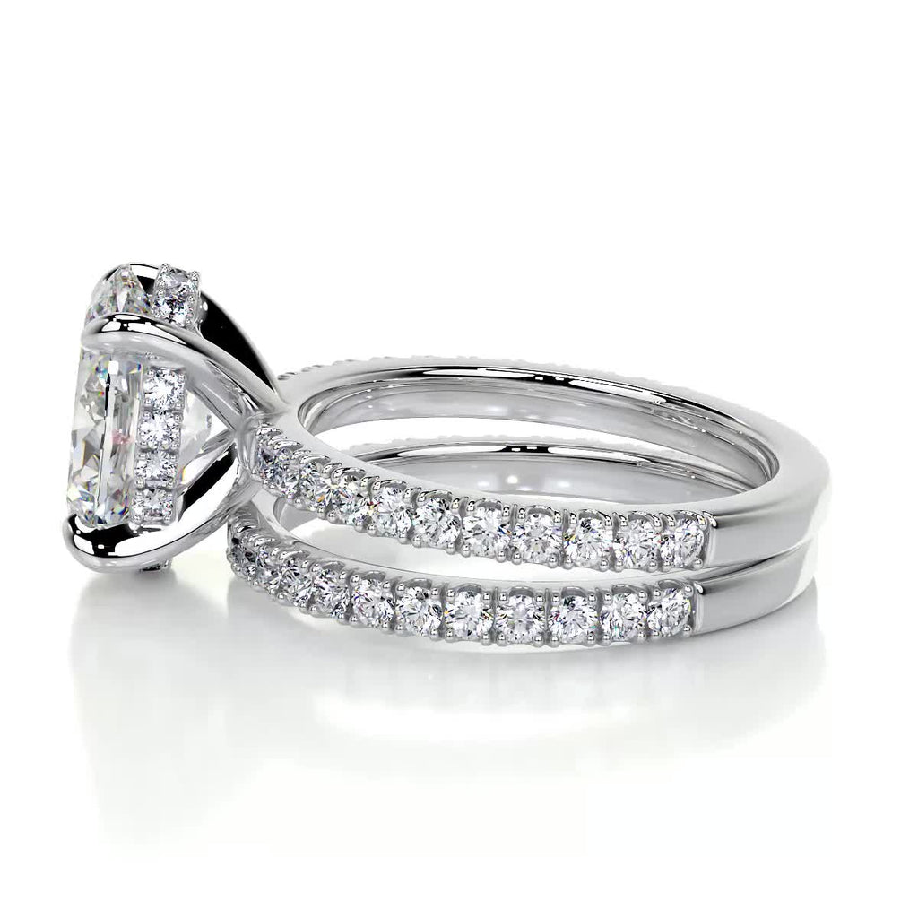 Lucy Moissanite & Diamonds Bridal Set -18K White Gold (RTS)
