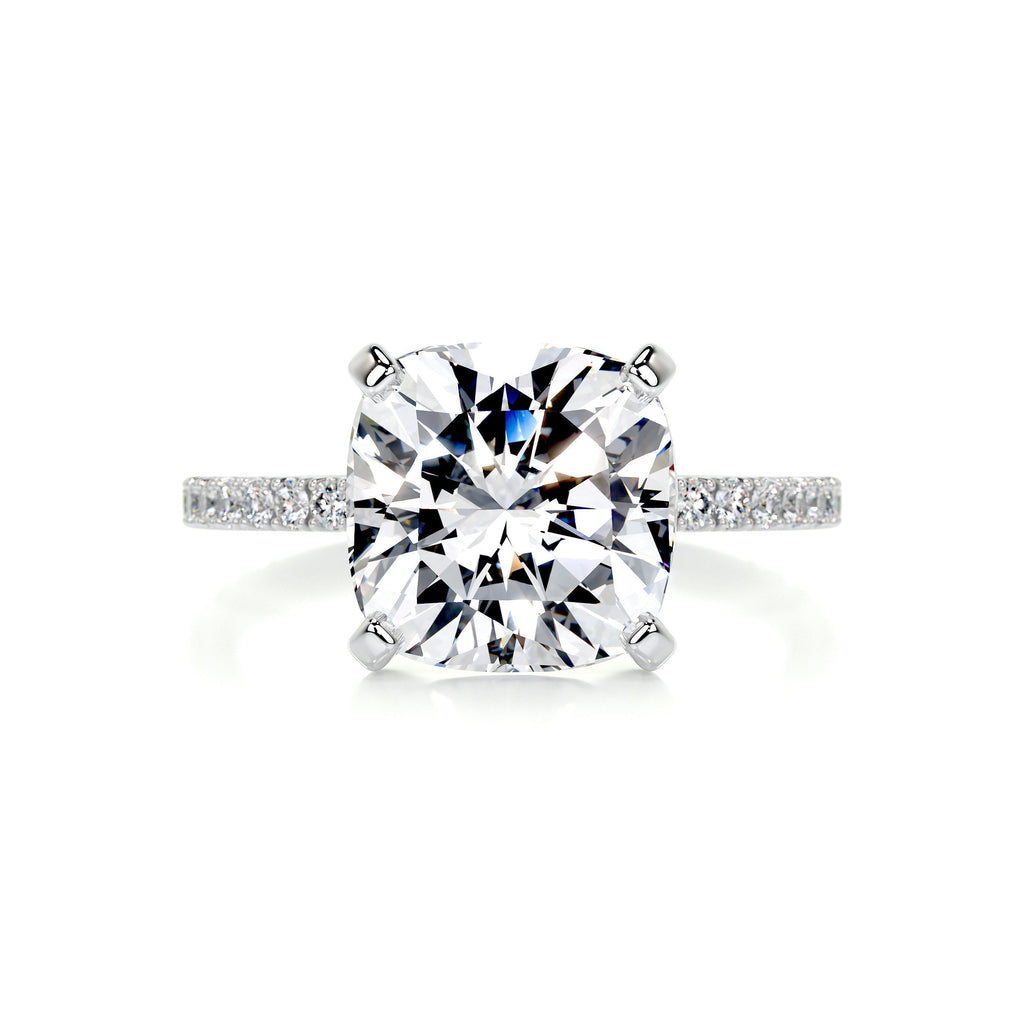 Stephanie Moissanite & Diamond Ring -18K White Gold (RTS)