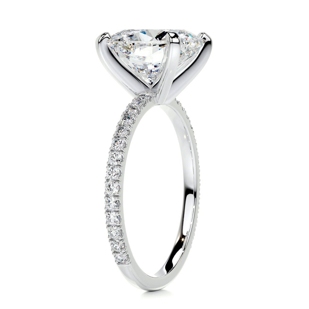 Stephanie Moissanite & Diamond Ring -18K White Gold (RTS)