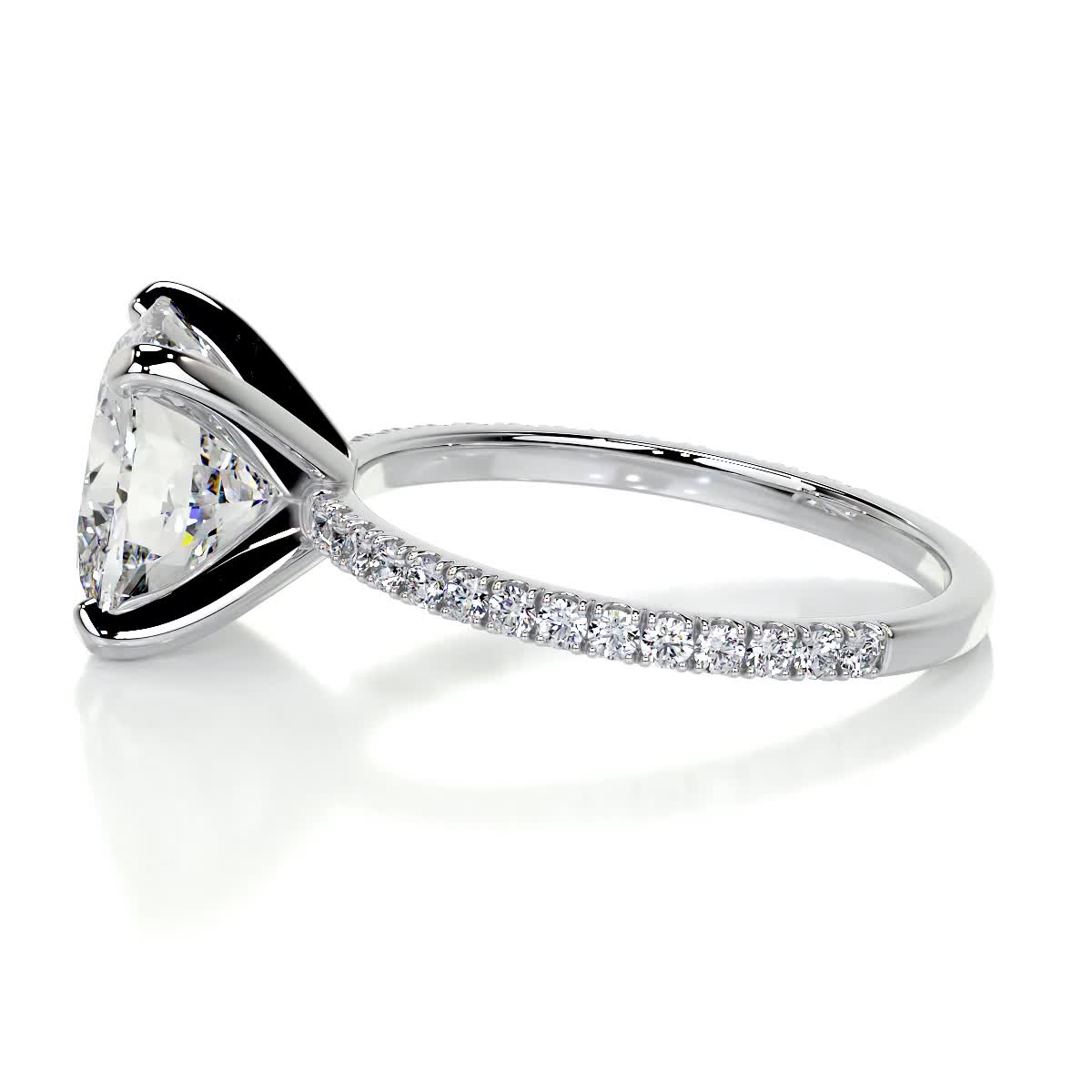 Stephanie Moissanite & Diamond Ring -18K White Gold (RTS)