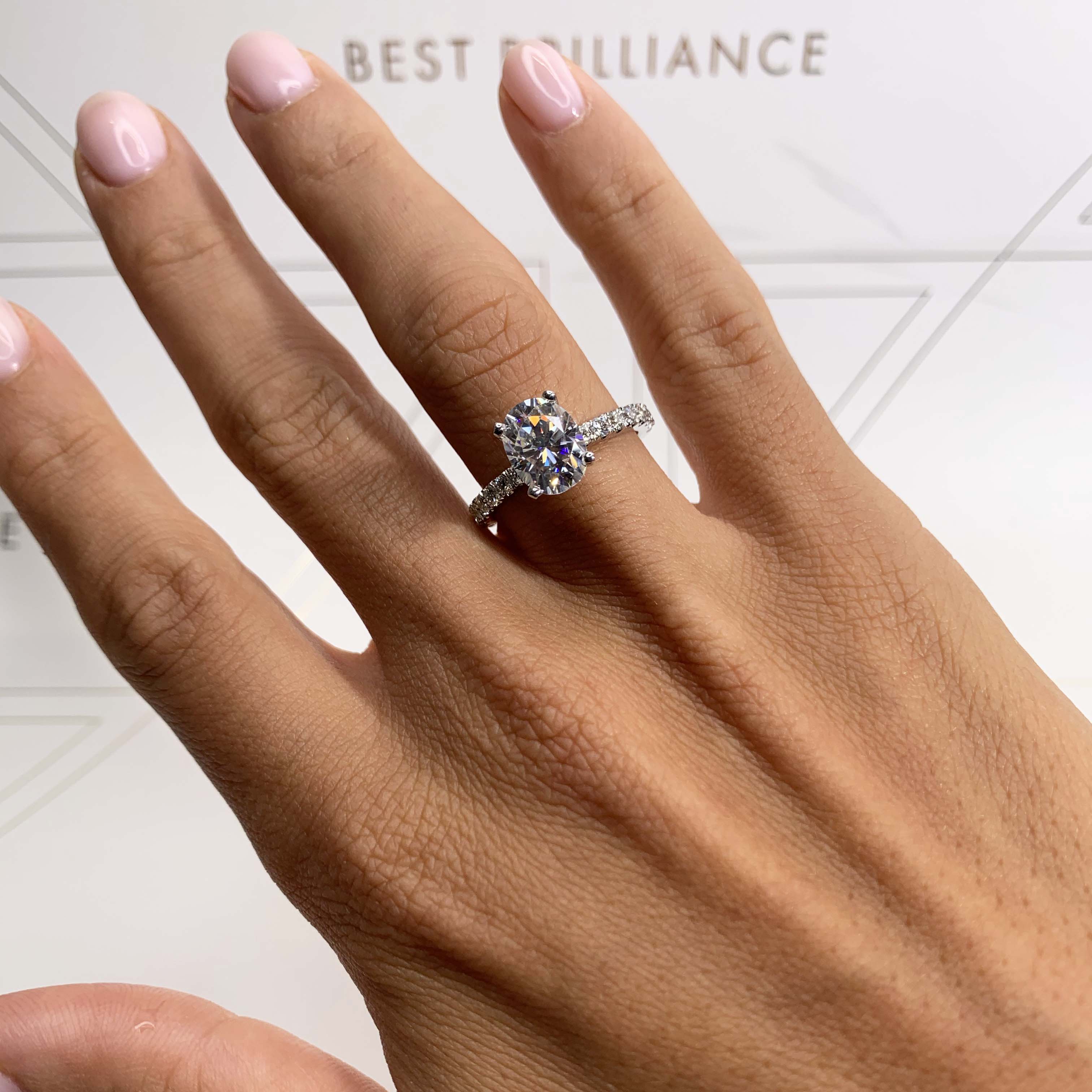 Alison Moissanite & Diamond Ring -14K White Gold (RTS)