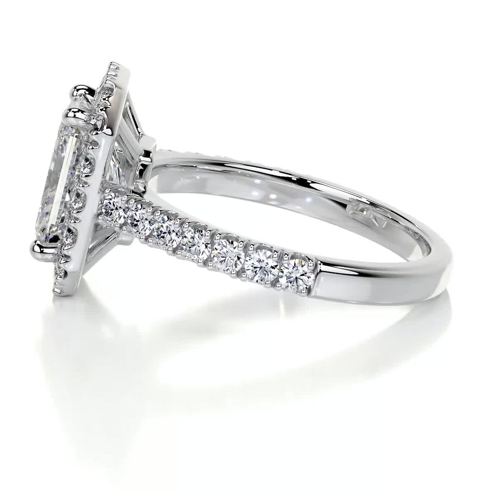 Andrea Moissanite & Diamond Ring -14K White Gold (RTS)