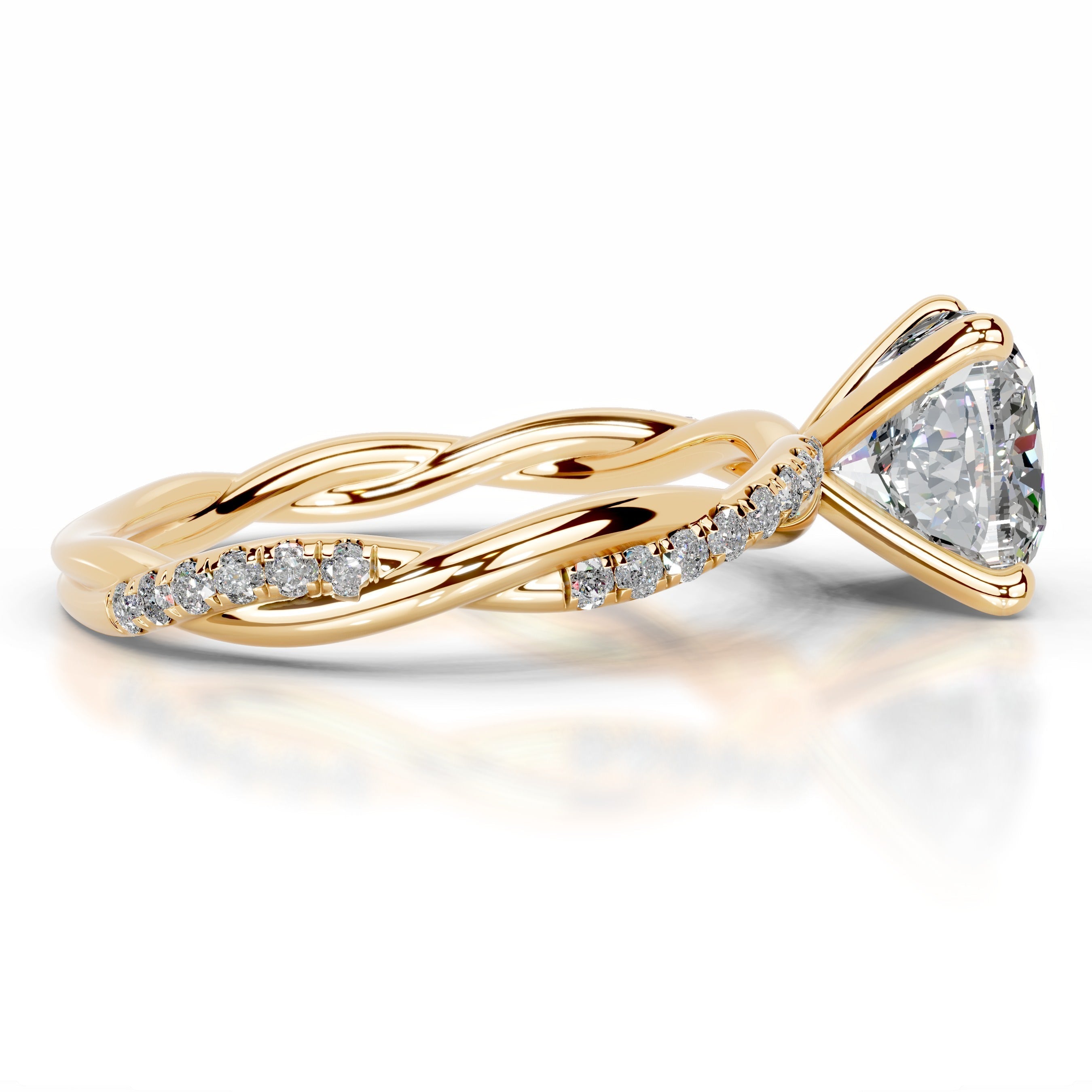 Crystal Moissanite & Diamonds Ring - 18K Yellow Gold (RTS)