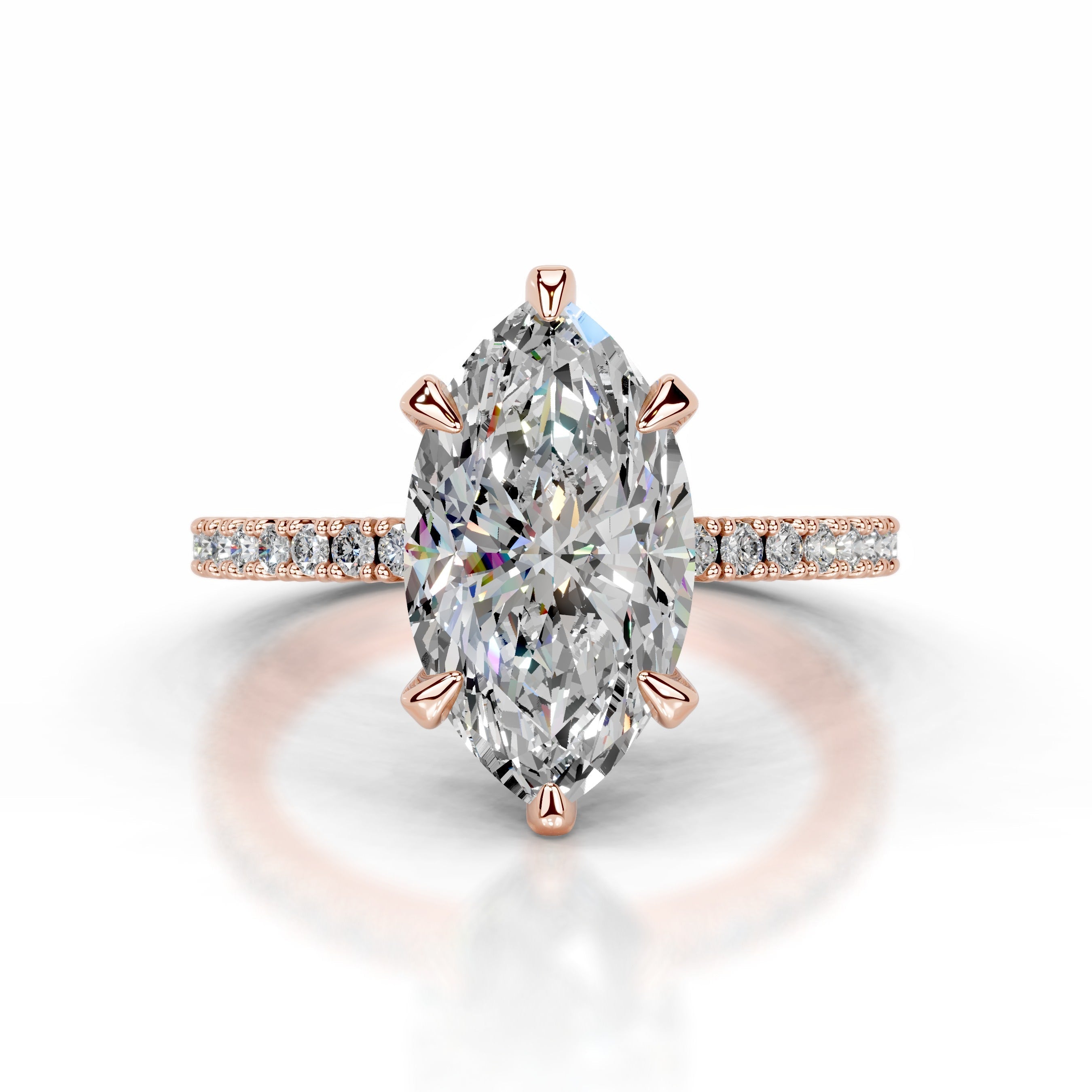 Luisana Moissanite & Diamond Ring - 14K Rose Gold (RTS)