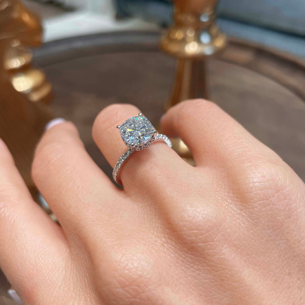 Madeline Moissanite & Diamond Ring -14K White Gold (RTS)