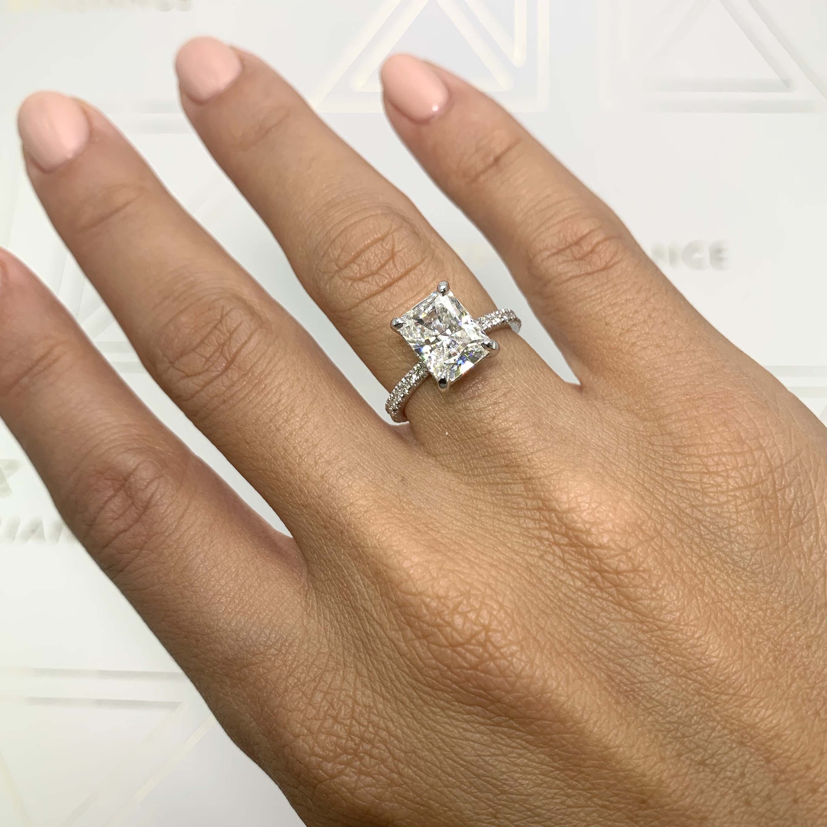 Luna Moissanite & Diamond Ring -14K White Gold (RTS)