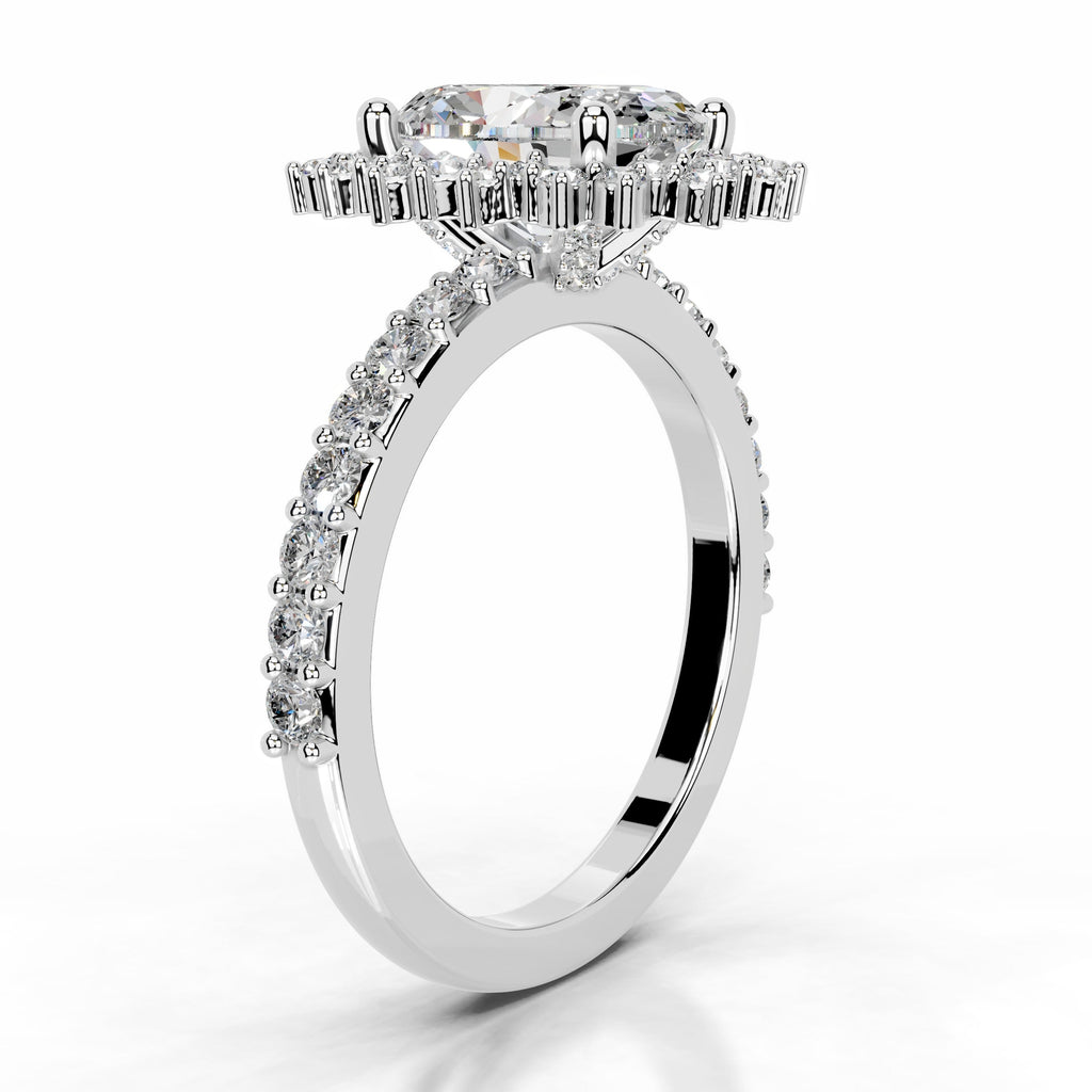 Gertrud Moissanite & Diamond Ring - 14K White Gold (RTS)