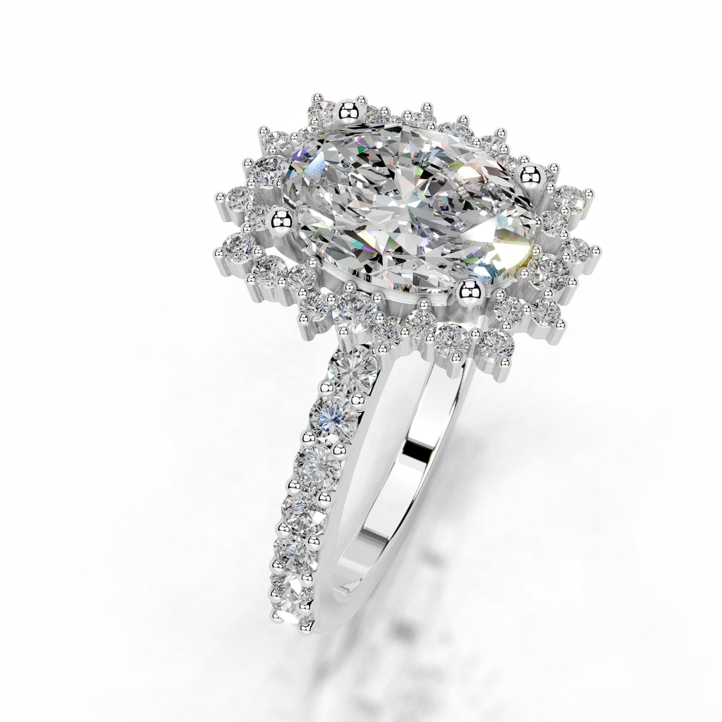 Gertrud Moissanite & Diamond Ring - 14K White Gold (RTS)