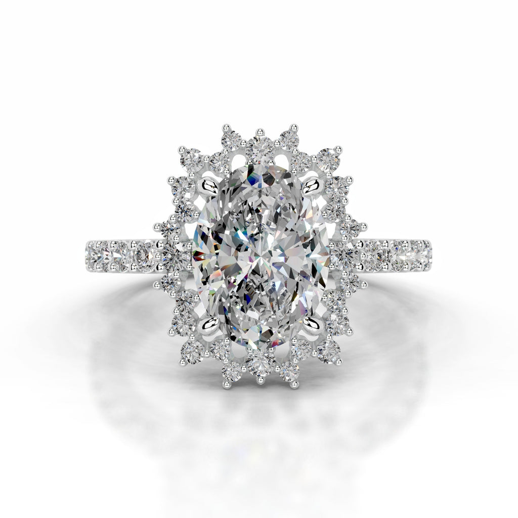 Gertrud Moissanite & Diamond Ring - 14K White Gold (RTS)