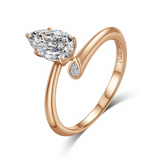 1.01ct Pear-Shaped Lab-Grown Diamond Ring IGI Certified - 14K White Gold - 5.0ct