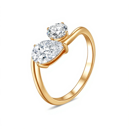 1.01ct Pear-Shaped Two-Stone Lab-Grown Diamond Ring IGI Certified - 14K White Gold - 5.0ct